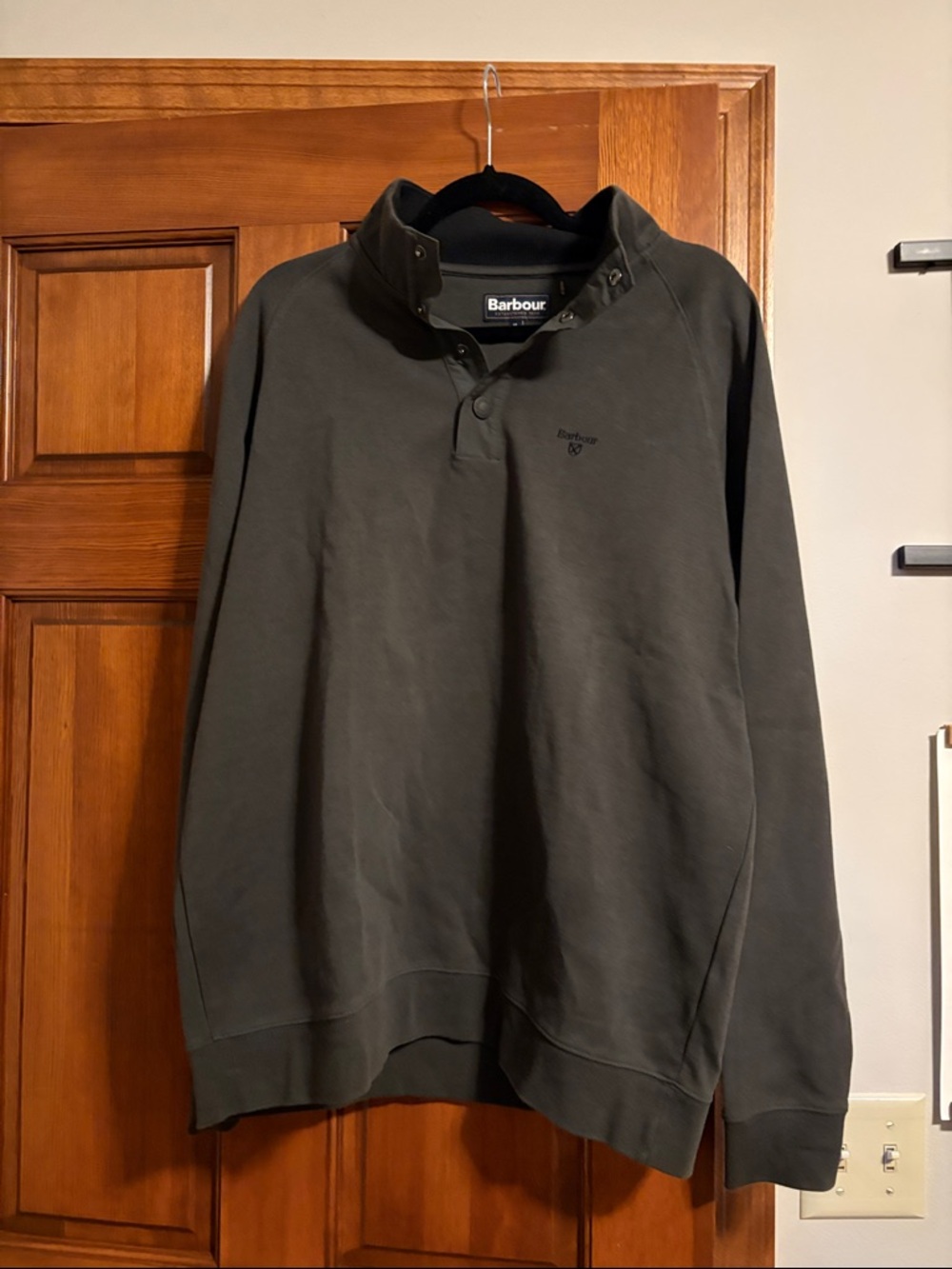 Barbour Olive Green Button-Neck Sweatshirt